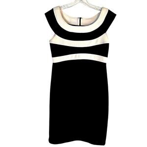 Perceptions Women's Dress Medium M Black White Short Sleeveless Misses Size 8 10